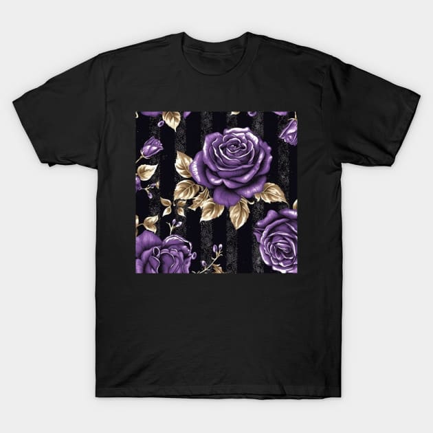 Shimmer Roses Pattern T-Shirt by Enchanted Reverie